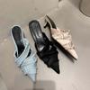 Fashion 2025 Women Mules Elegant Sandals Pumps Summer Female Shoes Low Heels New In Fashion Ladies Sandal Pointed Toe Slides Footwear