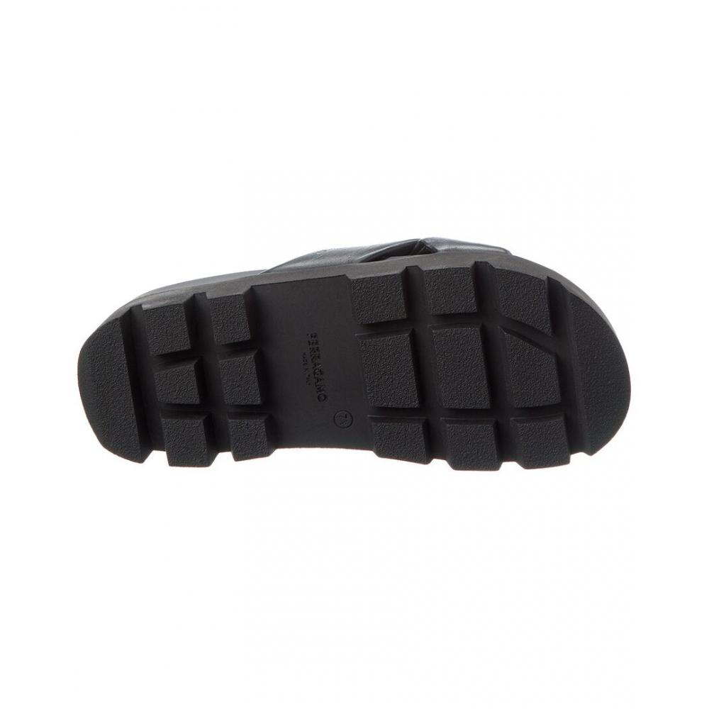 Salvatore Ferragamo Ferragamo Air Lug Leather Sandal Black