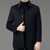 Double-sided woolen cashmere coat for men, medium-length, thickened daddy rex rabbit fur lining, middle-aged woolen woolen lapel coat