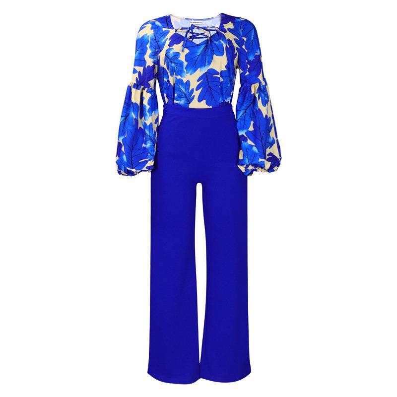

Large size women s clothing new fashion printed strap top wide leg pants two-piece set XXXL