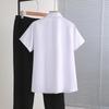 Women's Plus Size Dark Striped Short Sleeve Shirt: Professional Summer Workwear
