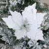 28cm Multicolor Christmas Flower Cuttings Christmas Tree Decoration Accessories Flannelette Christmas Flower Decorations Decor