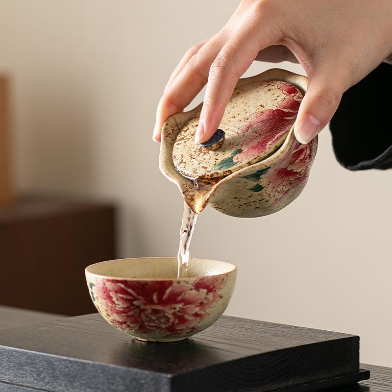 Keramik-Teekanne Wabi-Sabi-Stil Handgefertigt Kleine Retro-Pfinsten-Teekanne Für den persönlichen Gebrauch Zen-Teegeschirr Japanische Teezeremonie