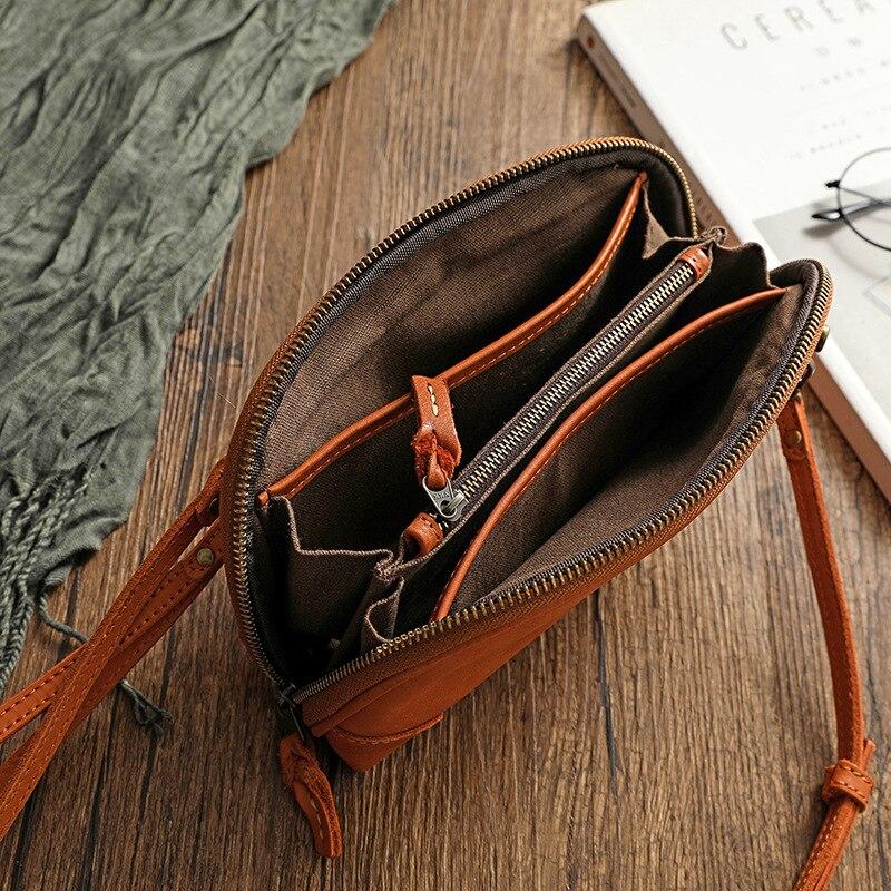 Johnature Basit Hakiki Deri Kadın Küçük Çanta Eğlence Doğal Yumuşak Inek Derisi Düz Renk Çok Yönlü Omuz ve Crossbody Çanta