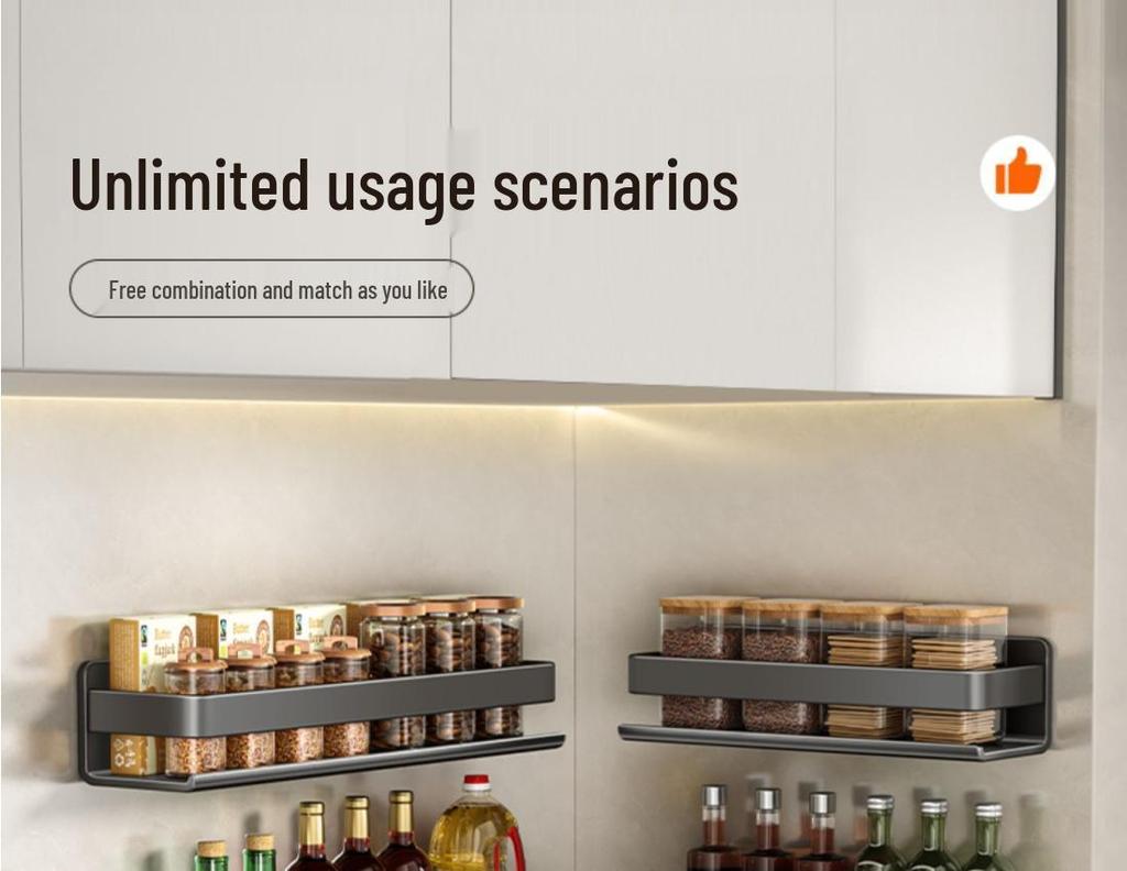 Portaspezie da Parete Color Antracite - Scaffali da Cucina Senza Foratura