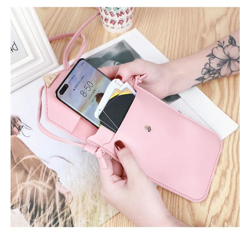 Women Cell Phone Bag Shoulder Transparent Card Holders Girl  Handbag Ladies PU Leather Clutch Wallets Purse