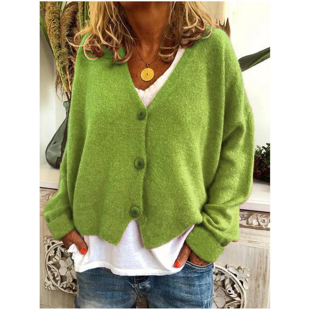 Women's Autumn Winter Loose Knitted Cardigan Sweater Casual Fashion European American Style