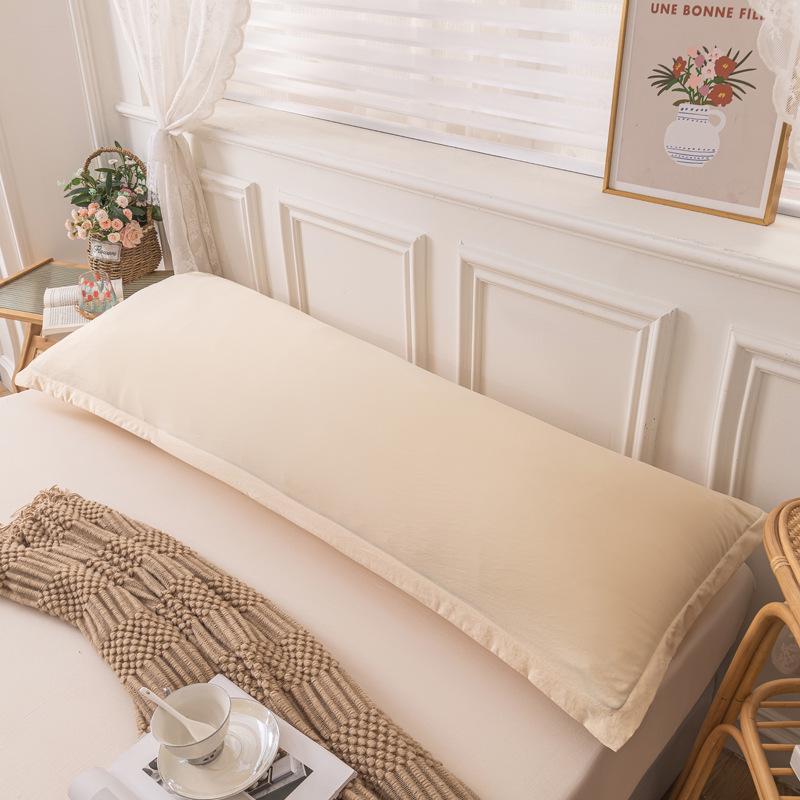 Washable Cotton Long Pillowcase 48x150cm - Single Piece Cover for Double Pillow Core