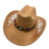 Retro literary fashion exquisite three-dimensional embroidered cowboy hat outdoor travel leisure western style top hat riding hat