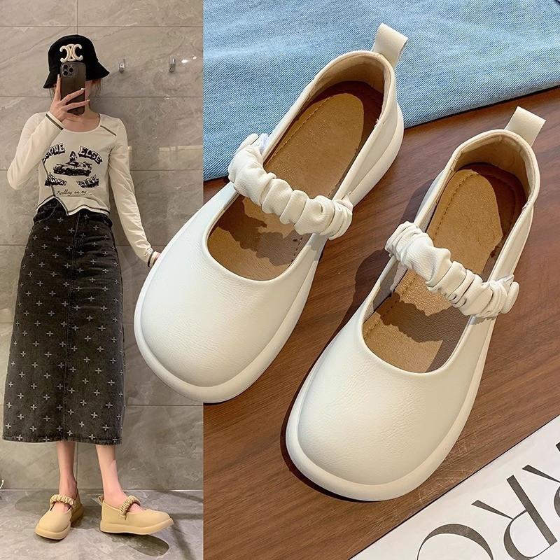 Soft Leather Mary Jane Shoes Women 2025 New Spring and Autumn Summer Shallow Mouth Single Shoes Fairy Style Pregnant Women Flat Comfortable Small Lea
