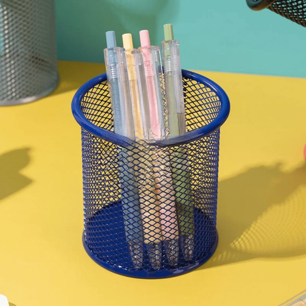 1Pcs Pencil Holder Office Desk Mesh Square Pen Holder Cup Case Container Organiser Durable Pencil Case