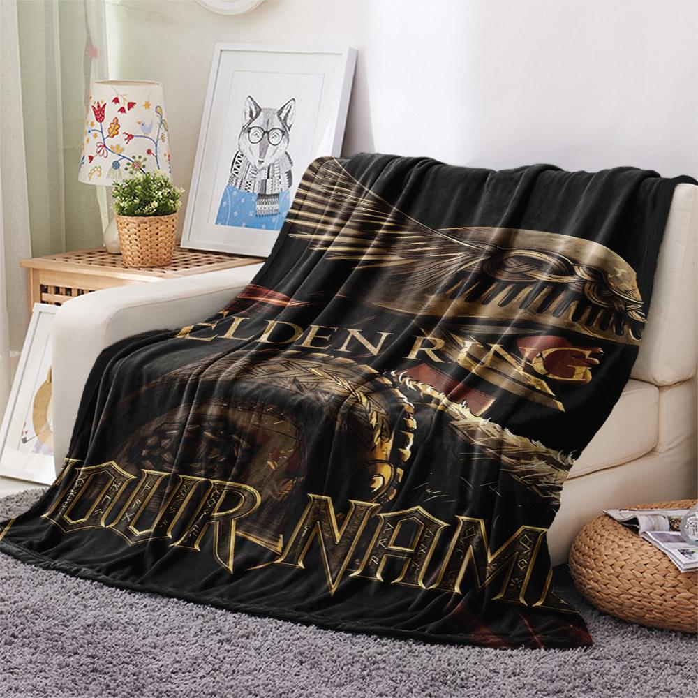 1PC Custom Name Elden Ring Patterned Flannel Blanket Suitable For All Seasons for Home Decor Warmth and Comfort Gifts Holiday Present