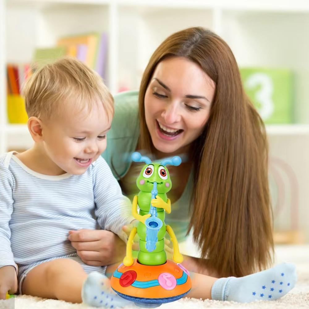 Plastic Saxophone Caterpillar Toy LED Dancing Caterpillar Toy Electric Music Toy  Halloween