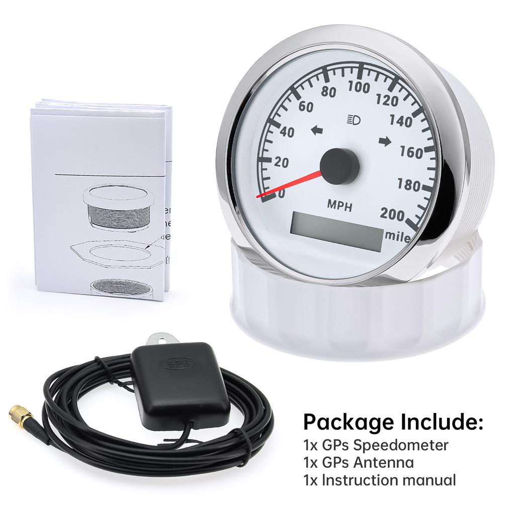 85MM Car Boat GPS Speedometer 0-200MPH Gauge Waterproof Speed Meter With 7 Colors Backlight for Marine Auto Motorcycle 12V/24V