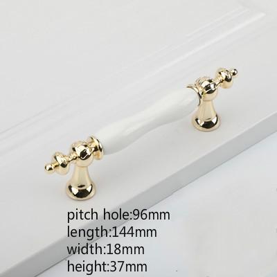 Fashion Ceramic Cabinet Handles Golden Kitchen Cupboard Door Handles Drawer Knobs European White Furniture Pulls