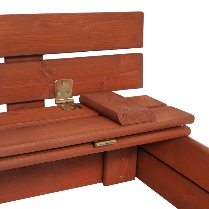 Bac à sable en bois - Springos® - 120 x 120 cm - Avec bancs - Bâche de protection - Imprégné