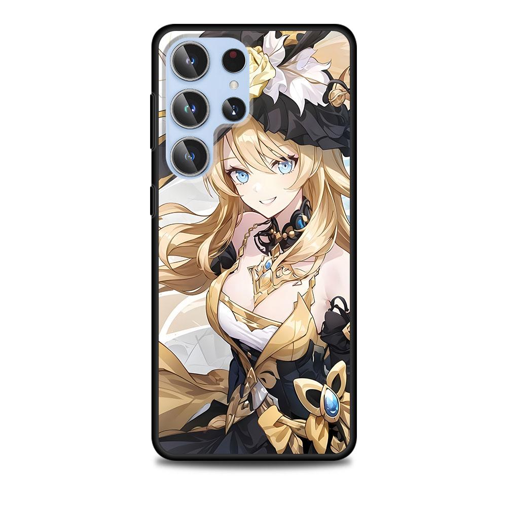 Navia Genshin Impact Case for Samsung Galaxy S23 S21 S20 FE S24 S22 Ultra S10 S10e S9 Plus Soft Black TPU Phone Cover Bumper Samsung S9