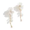 Elegant White Petal Flower Drop Earrings For Women Kpop Hanging Piercing Earring Aesthetic Wed Bridal Jewelry Accessories