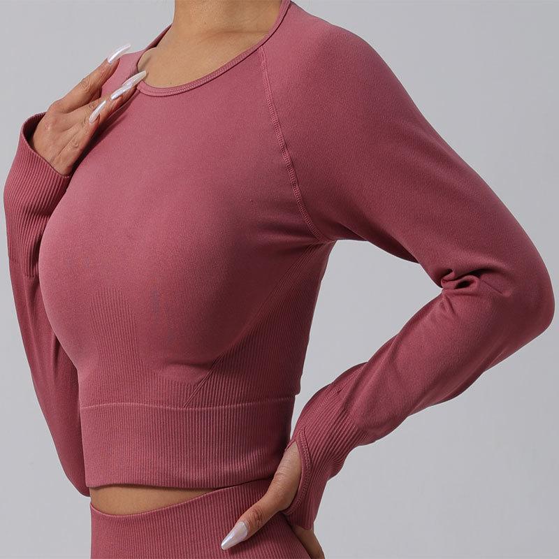 TK Seamless Solid Color Sports Set: Long Sleeve & Pants for Autumn/Winter Yoga & Fitness