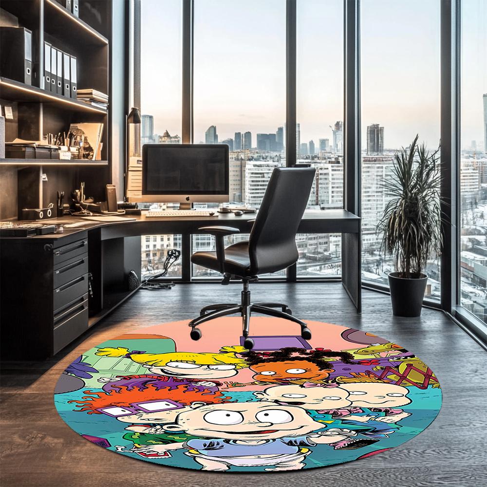 Rugrats Printed Round Rug Carpet Chair Rug Area Rug Entryway Doormats,for Office Chair Living Room Bedroom Kitchen Room.