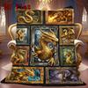 Golden Dragon Compilation 2D Flat Pattern Flannel Blanket, High Quality All Seasons, Home Decor, Warmth and Comfort, Perfect for Christmas Gifts.