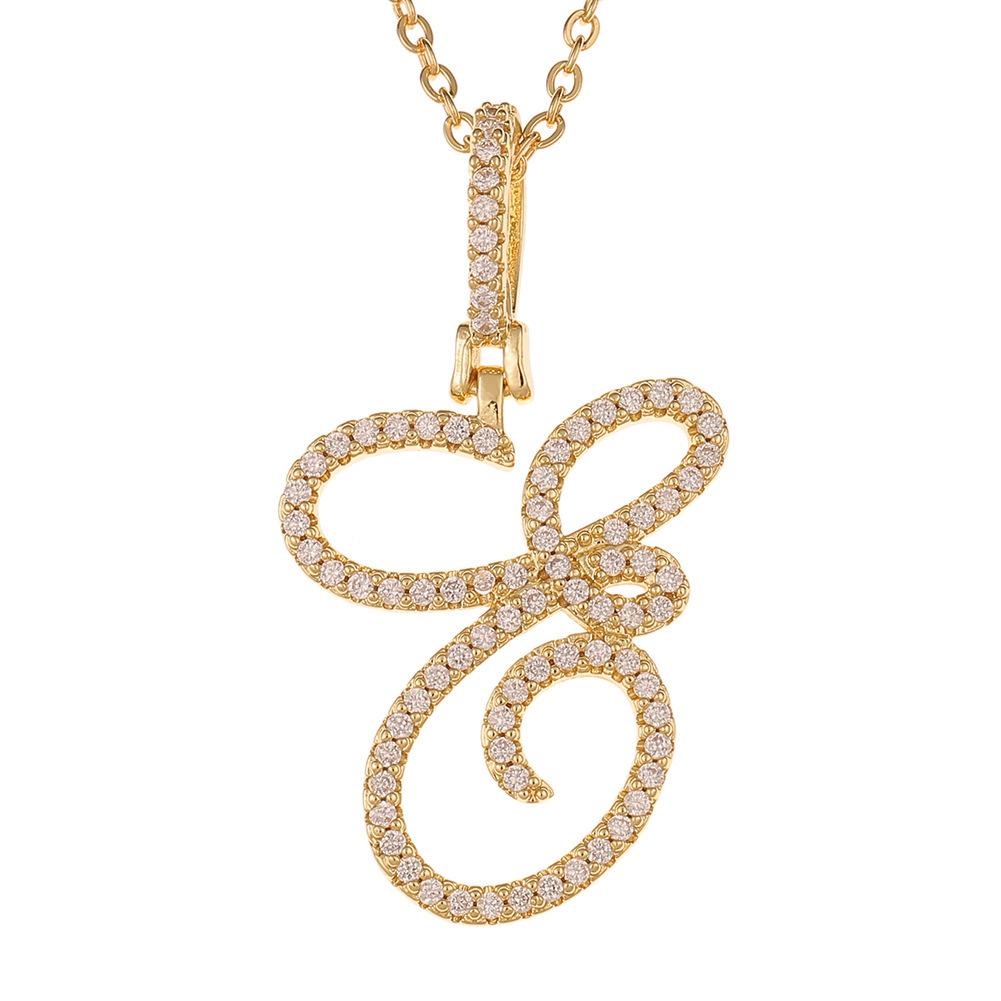 A-Z Cursive Initial Letter Pendant Necklace For Women Simple Rope Chain Pendant Necklace Jewelry Gift