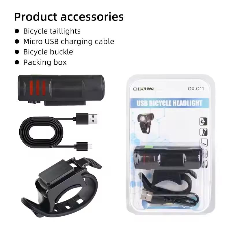 USB Rechargeable Bike Headlight Waterproof Bright LED Bicycle Flashlight High Lumen Cycling Safety Strobe Warning Light 7