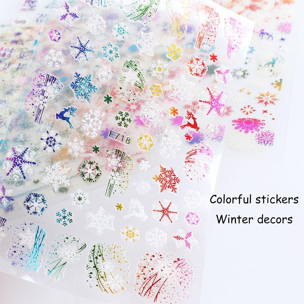 Decorations Xmas Transfer Decals 3D Christmas Nail Stickers Snowflakes