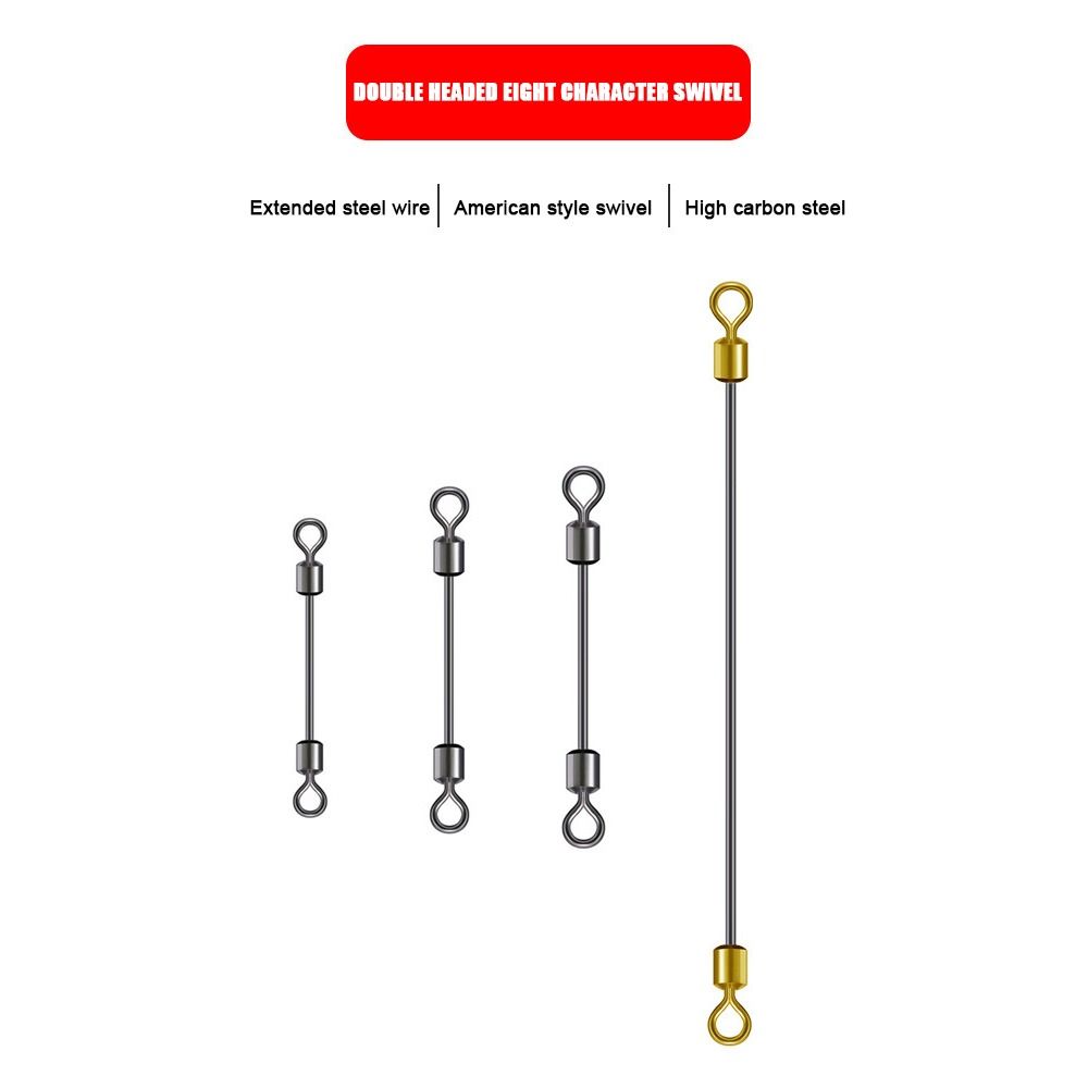 50pcs Solid Ring Fishing Swivel Connector Stainless Steel Double Rolling Durable Heavy Duty Ball