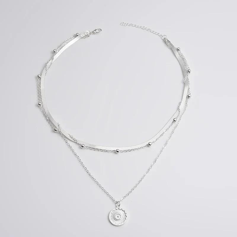 Three-Layer Round Necklace for Women Simple Snake Chain Charm Ball Chain Party Gift Women's ExquisiteJewelry
