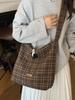 Vielseitige karierte Woll-Bucket-Bag – Doppelseitige Umhängetasche für Herbst/Winter 2025
