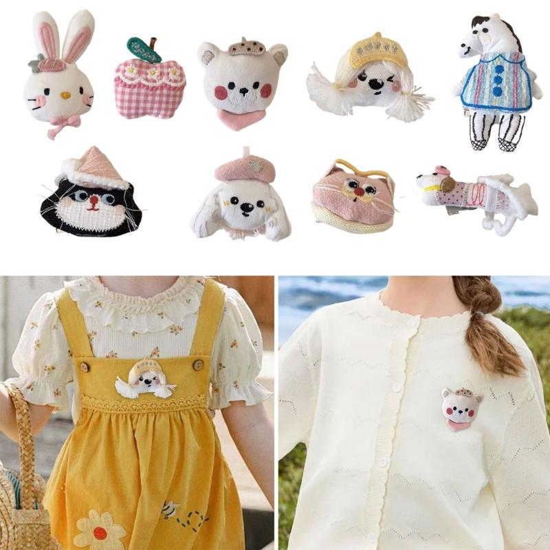 Playful Cartoon Animal Fabric Brooch Soft Textile Pin Fashion Accessory Pin For Casual Outfits And Fashion Styles
