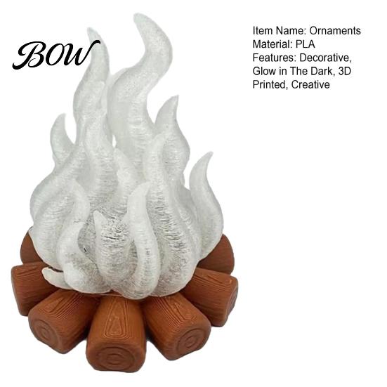 Creative Room Decor Items 3D Printed Glow in The Dark Campfire Ornament, Centerpiece, Firewood Lamp, Artisan Home Accents Bonfire Decoration