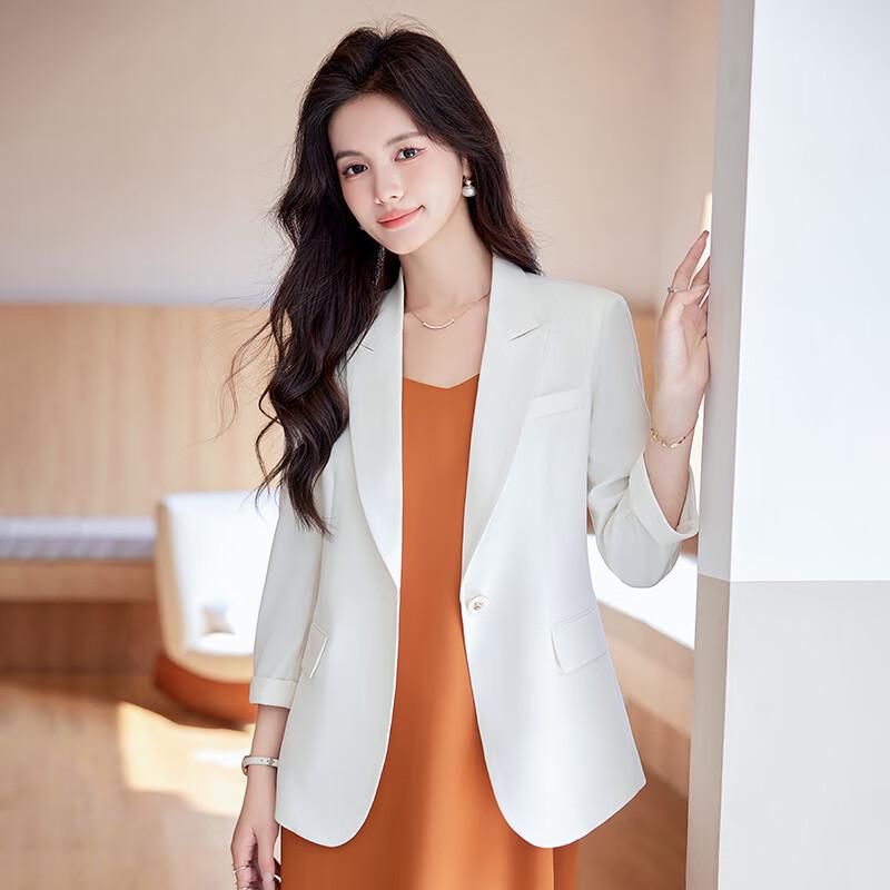 Damska cienka marynarka garniturowa z rękawem 3/4