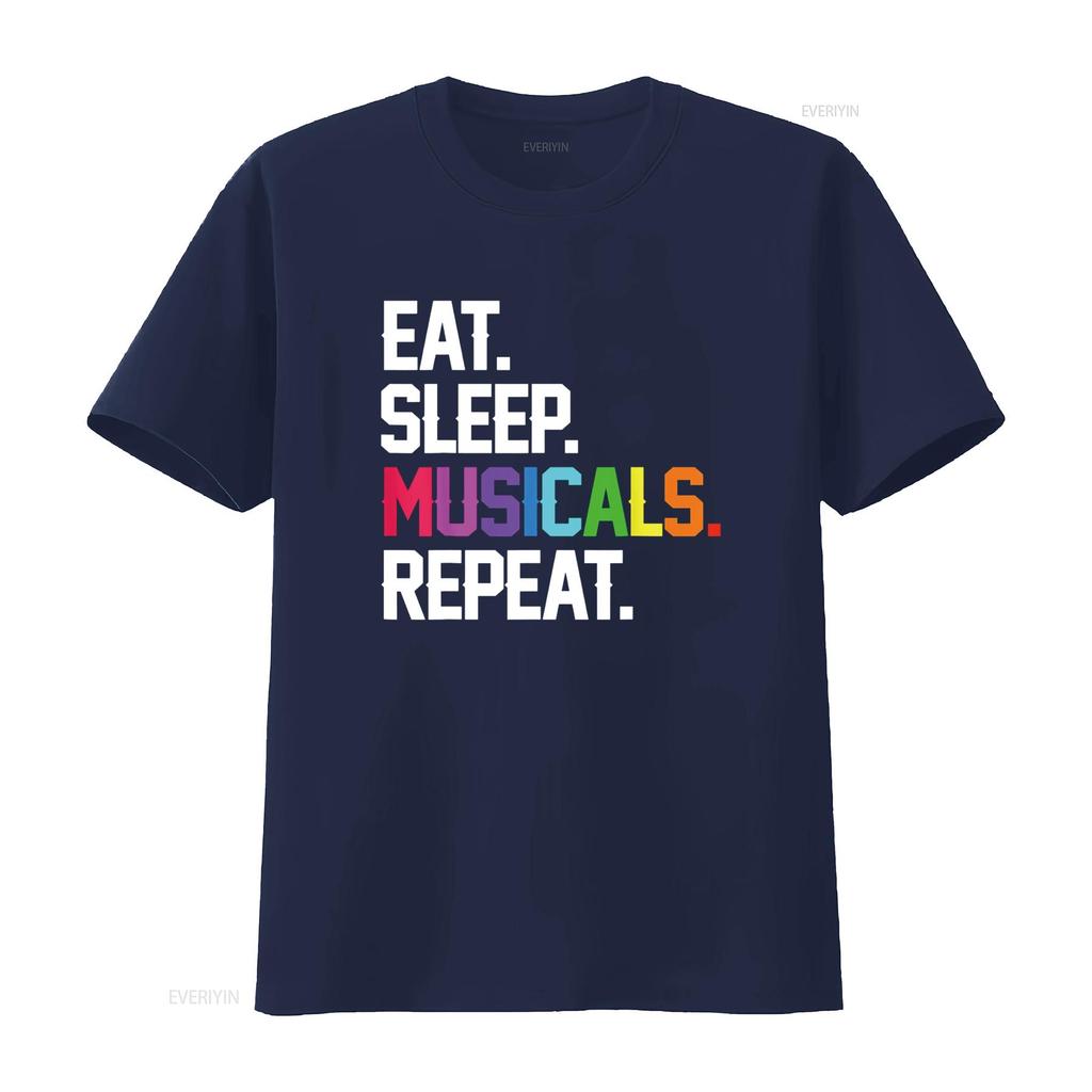 Musicals Eat Sleep Repeat T Shirt vintage Washed Slightly graphic Versatile Top For Everyday Wear streetwear designer clothes