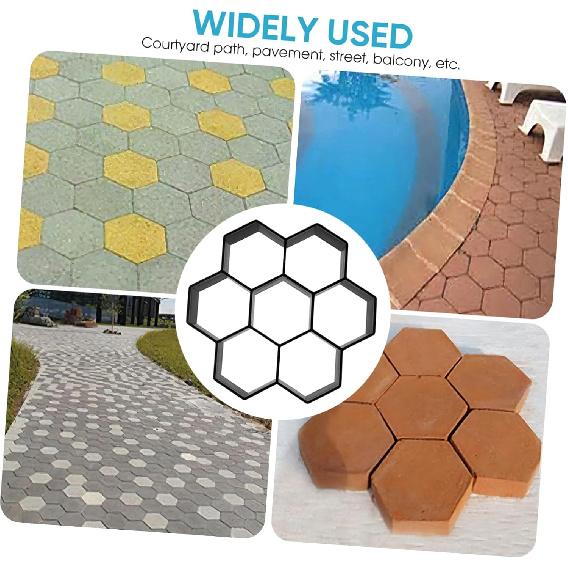 Concrete Brick Mold Hexagon Concrete Moulds DIY Cement Floor Tile Mold for Garden Driveway Walk Maker Cement Molds