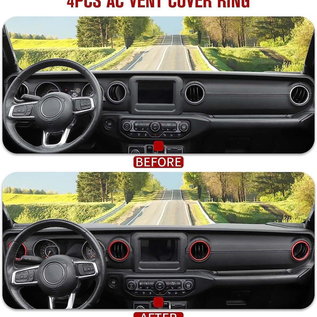 Decorative Air Vent Ring for 18-23 Jeep Wrangler JL JLU Center Console