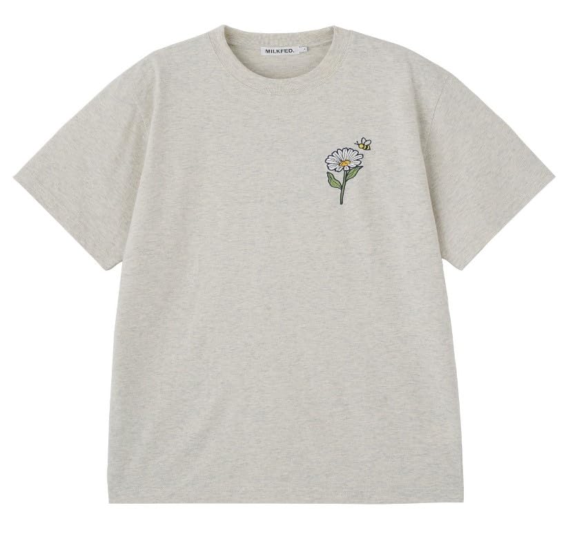 Milkfed Casual Daisy and Bees Basic Short Sleeve Tee in Oatmeal Women's