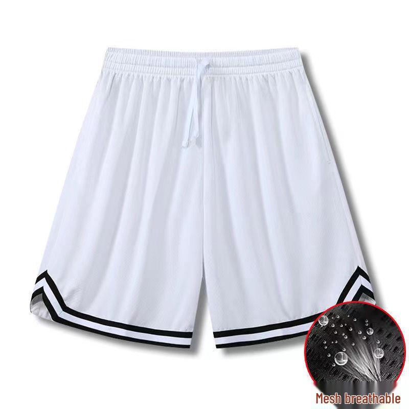 

Мужские быстросохнущие баскетбольные шорты из ледяного шелка - Летние однотонные, универсальные, свободные, тонкие пятиточечные штаны 2XL (130-145 jin) белый