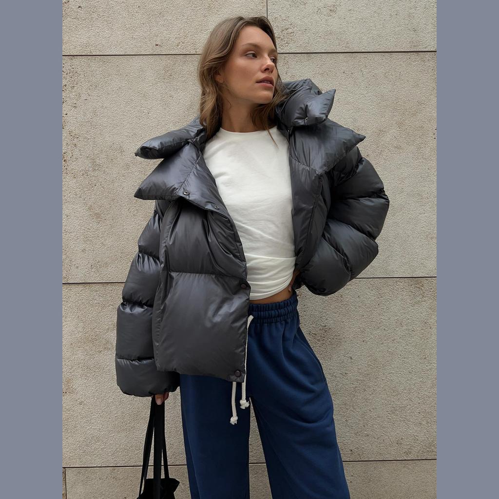 Giacche Invernali Calde in Cotone Wolfeel da Donna Parka Larghi Cappotto Giacca a Piumino Vintage Capo d'Abbigliamento da Ufficio Giacca Trapuntata da Donna