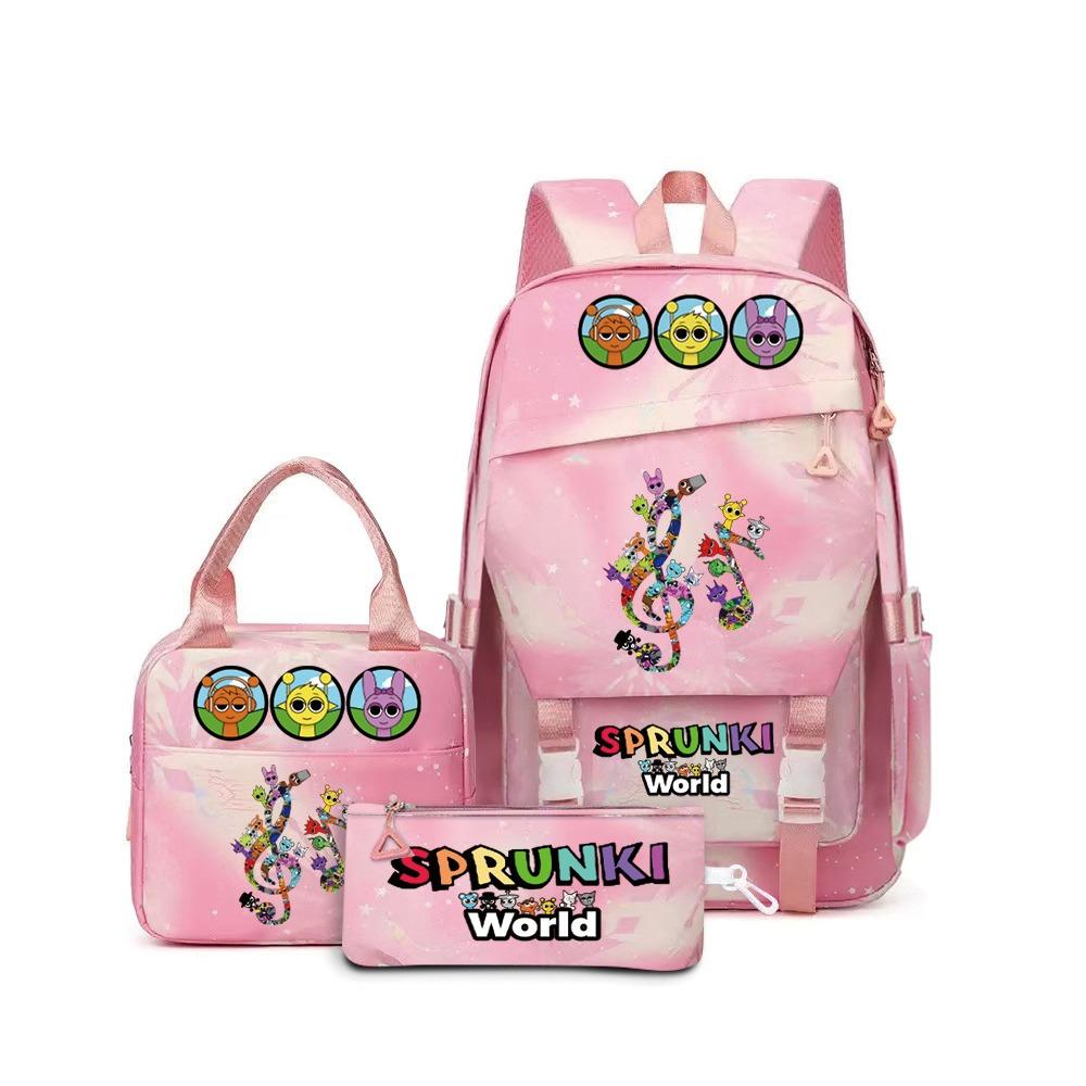 Popular Rhythm Box Sprunki Music Game School Bag Backpack Pencil Bag Three-piece Student Backpack D