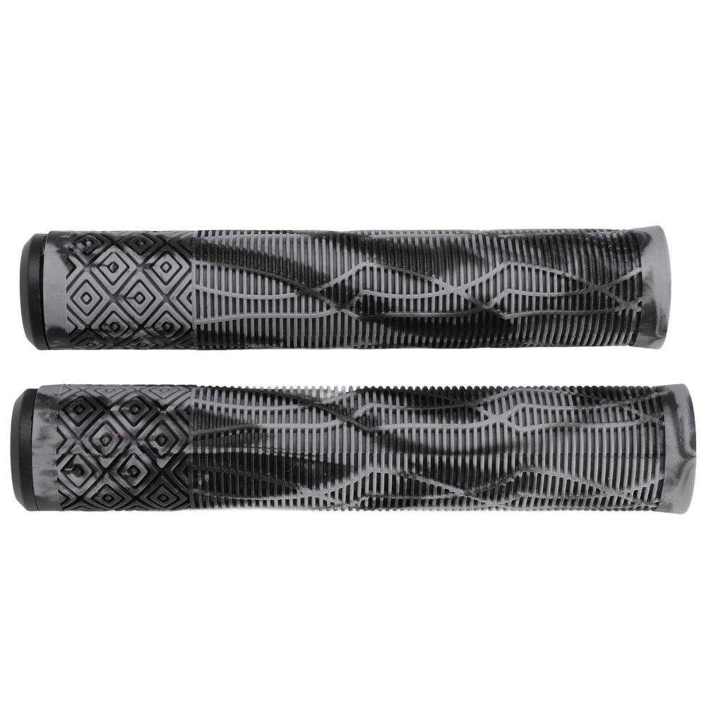 MTB Bicycle Grip 22.2mm TPE Rubber Handlebar Cover Soft Antislip Handle Grip with Lock Bar EndGray Black