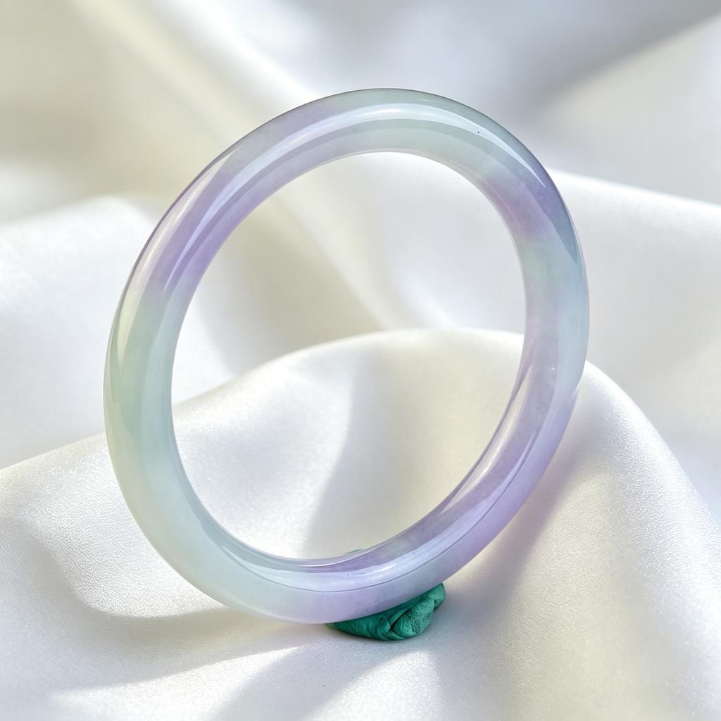 Certified Natural Lavender Jadeite Bangle Genuine Round Bracelet for Kids Fashion Jewelry Gift