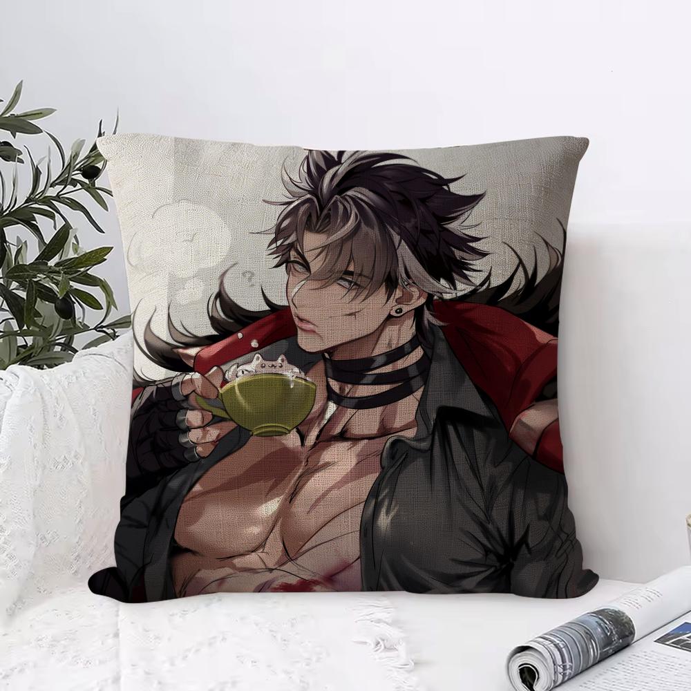 Genshin Impact Wriothesley Cushion Cover Eco Linen Pillow Case DoubleSided Print Breathable Durable Zipper Home Decor Gift