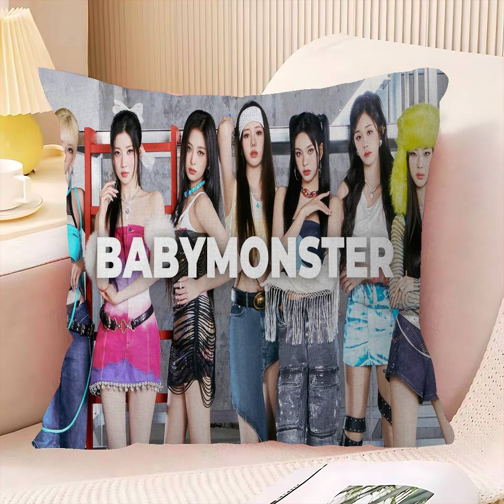 Grupa Dziewcząt B-BABYMONSTER 45*45cm Poszewka na Poduszkę Poszewka na Poduszkę Dekoracyjna Poszewka na Poduszkę Domowa Poszewka na Poduszkę Kanapową