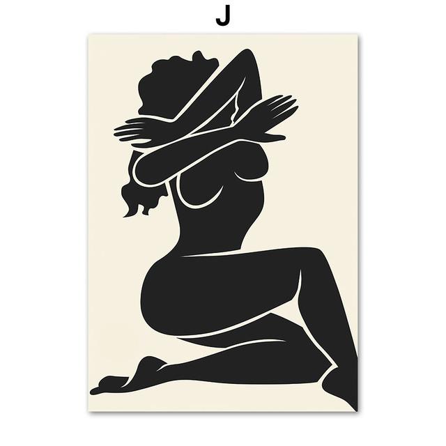 Abstract Matisse Lines Girl Coral Shapes Wall Art Canvas Painting Nordic Posters And Prints Wall Pictures For Living Room Decor