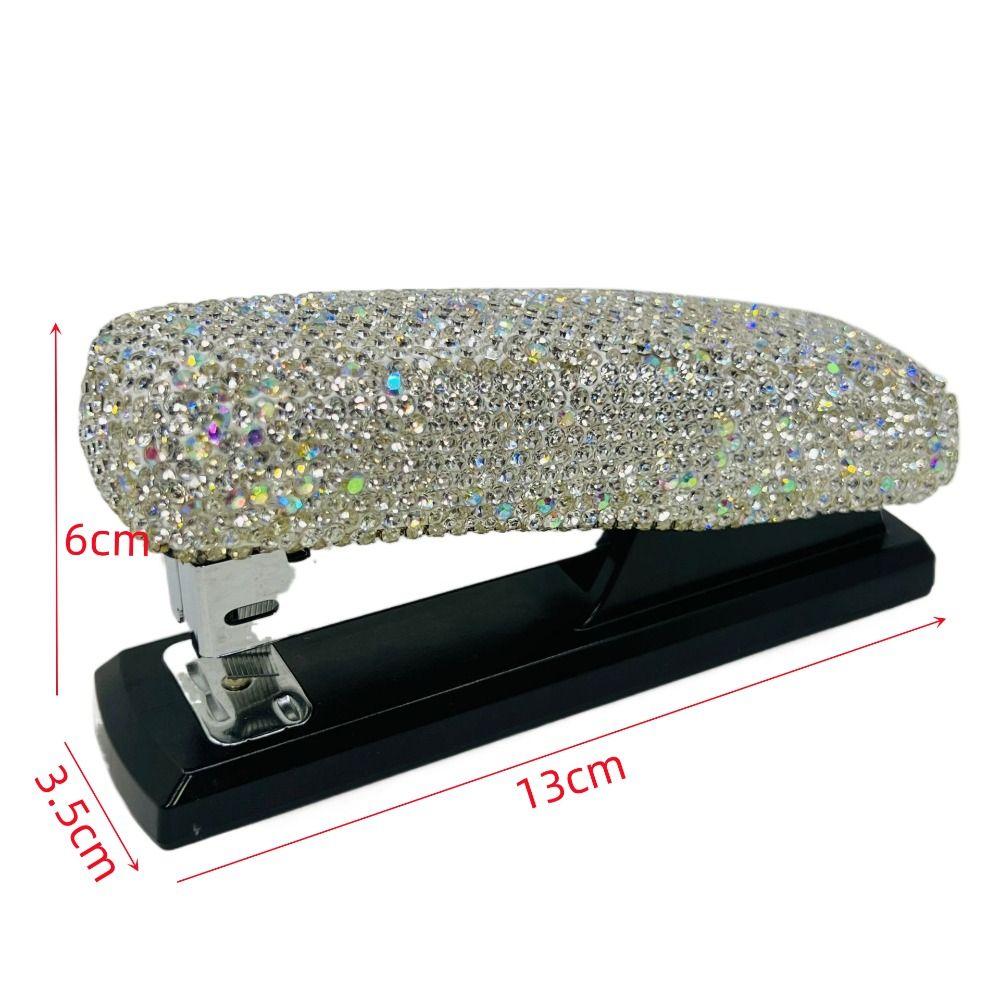Bling Rhinestone Stapler Black Base Desk Accessory Home Crystal Stapler  Office