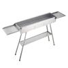 Foldable Charcoal Grill, 0.16 M² Portable Charcoal Barbecue Grill with Liftable Charcoal Tray & Side Tables, Brushed Stainless Steel BBQ Cooking