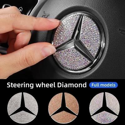 Pegatina de Emblema para Volante de Coche Accesorios de Diamantes Para Mercedes Benz AMG W205 W211 W212 W213 X253 W166 W167 W117 W247 W176 YX0