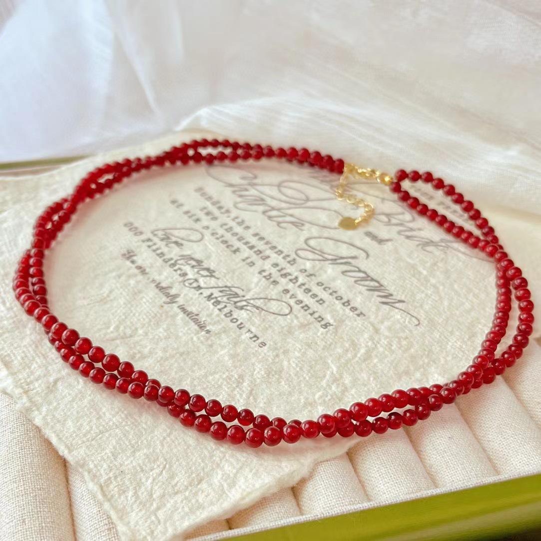 

Retro Natural High-Quality Chalcedony Agate Winding Twist Clavicle Chain Necklace Neck Chain Atmosphere Beauty